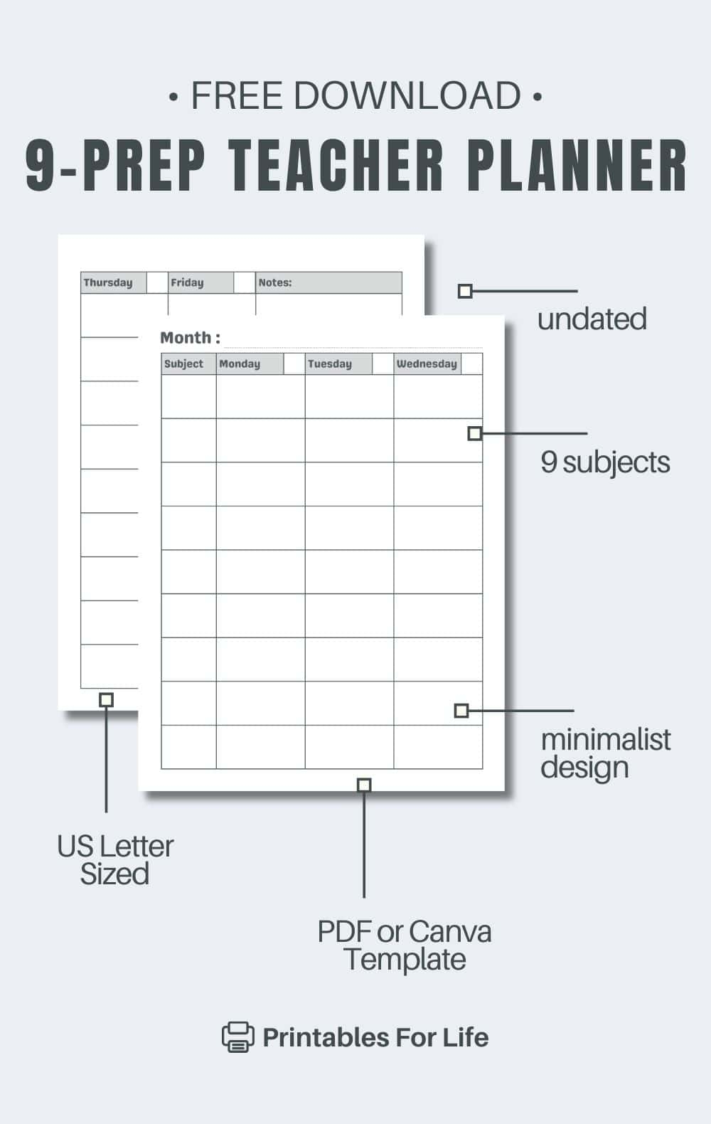 Free 9 Subject Teacher Lesson Plan Template