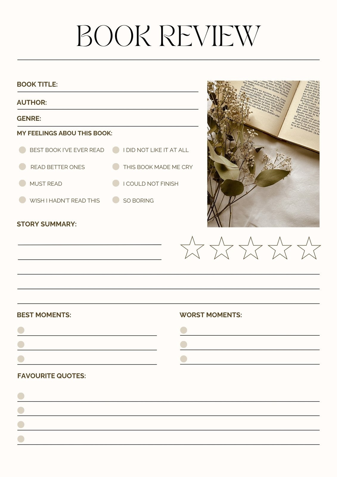 Free And Customizable Book Review Templates