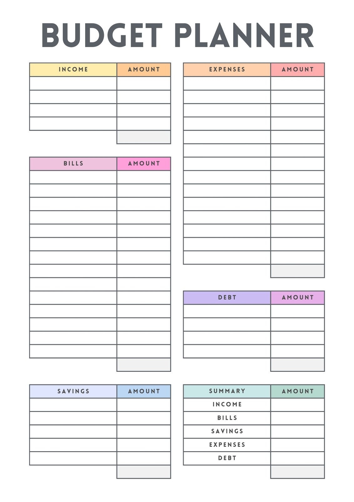 budget templates free printable