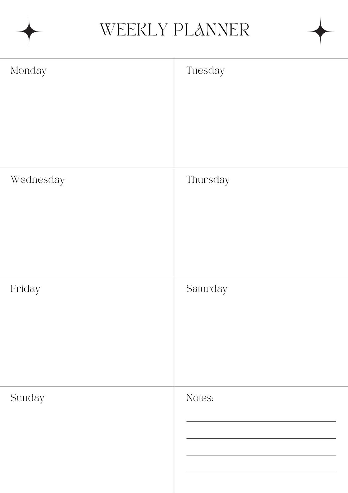 7 day weekly planner printable pdf