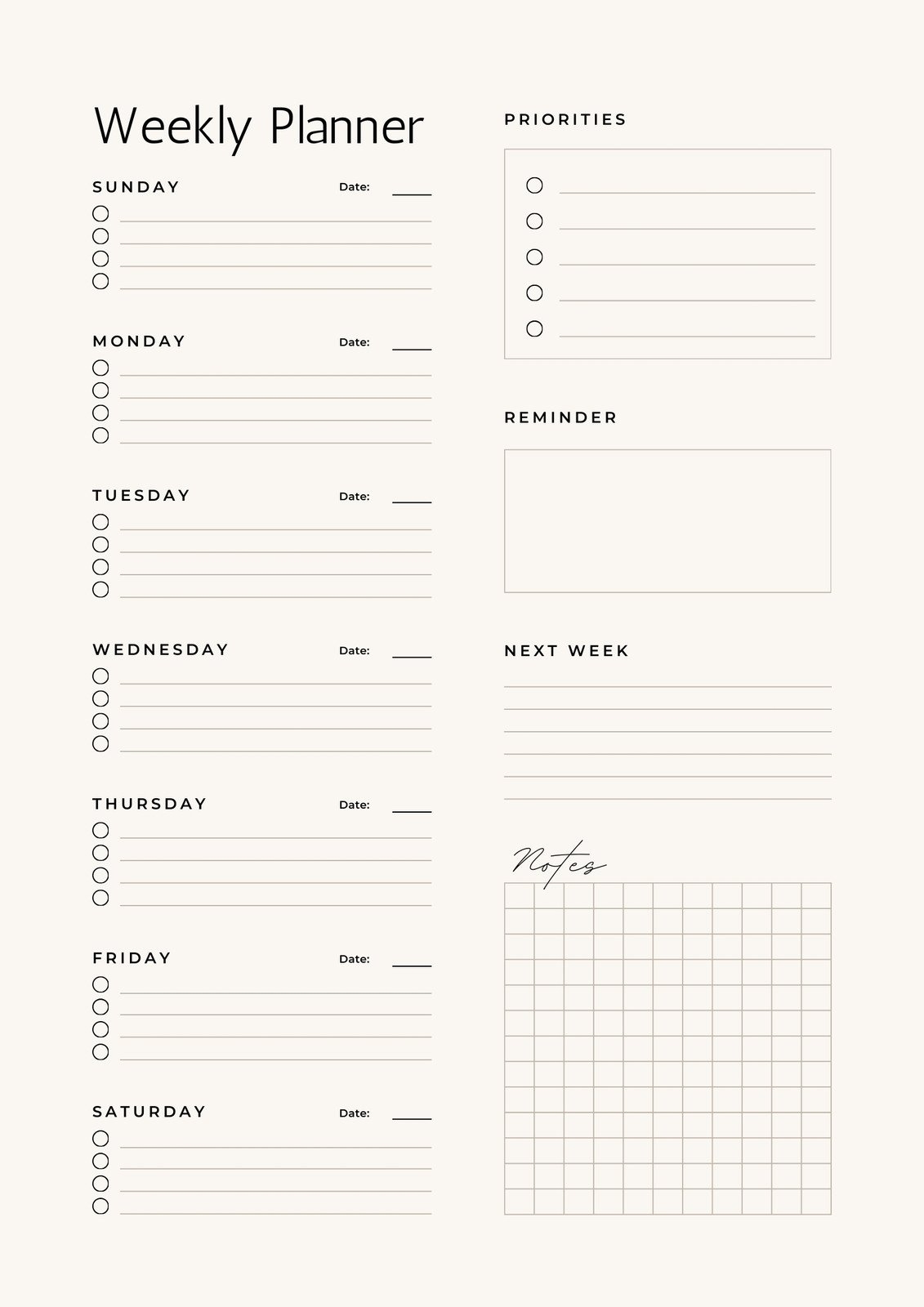 printables weekly planner