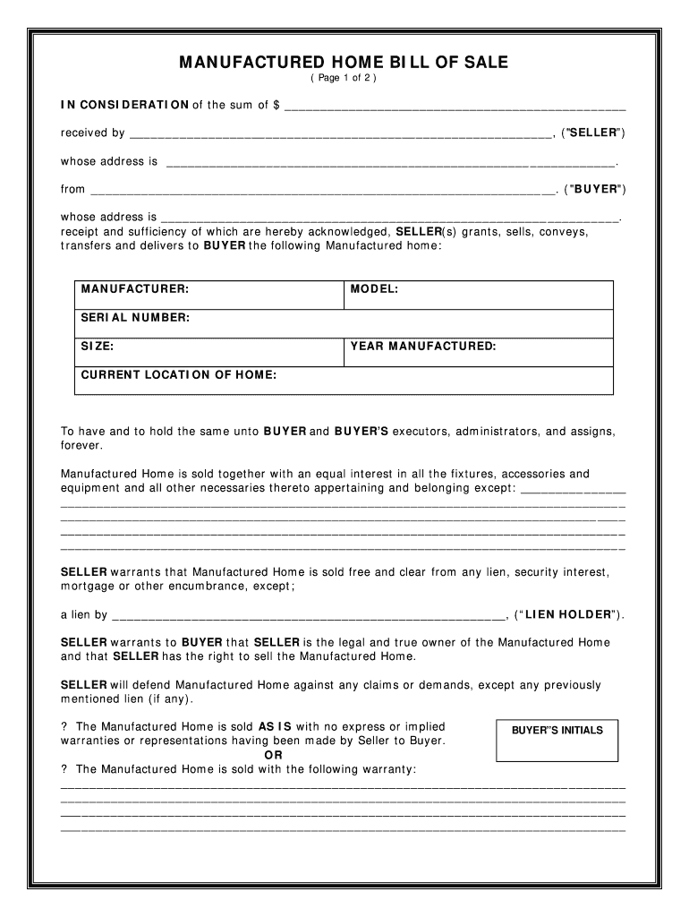 Free Bill Of Sale Print Out Fill Out Sign Online DocHub