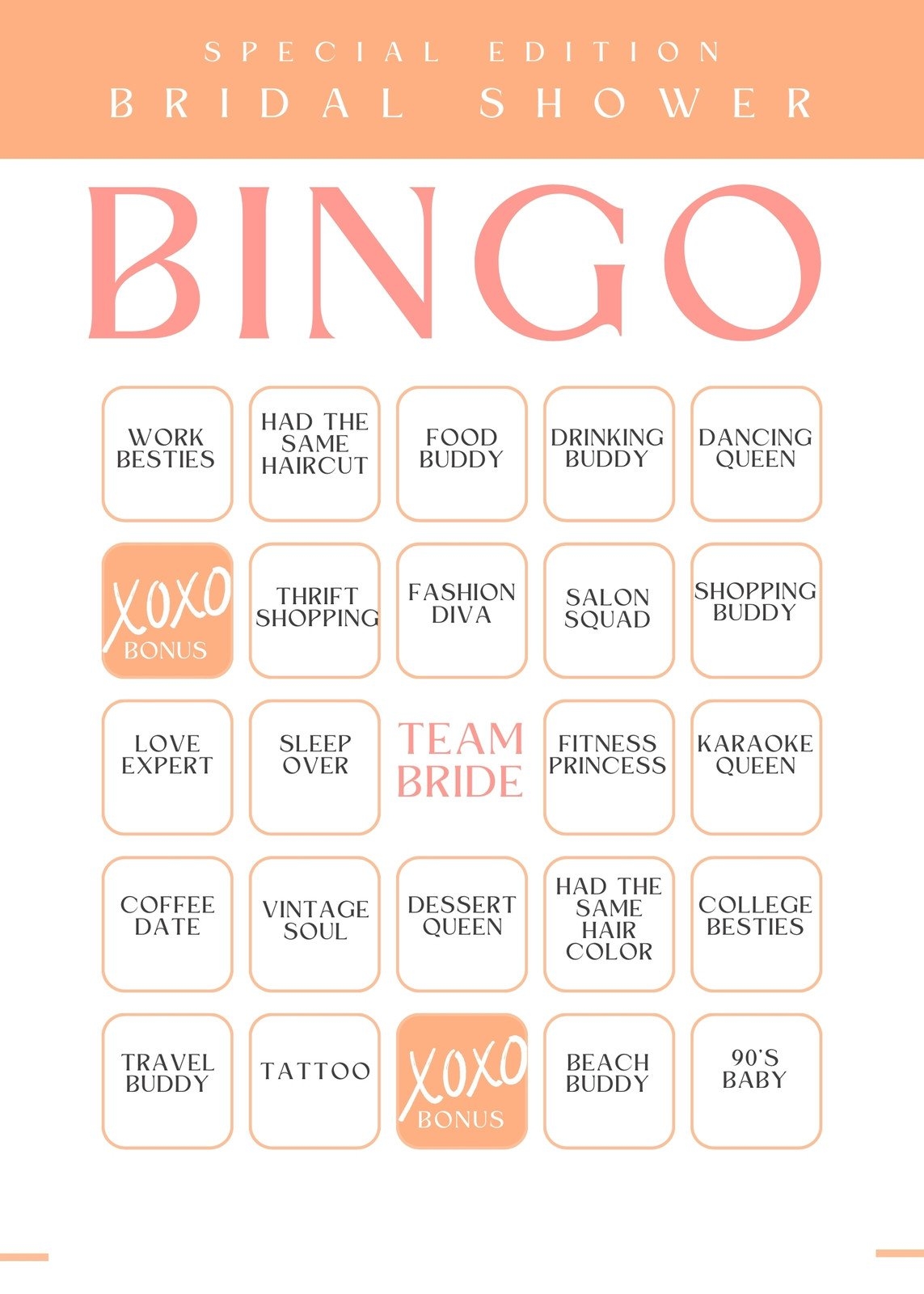 free printable bingo card template