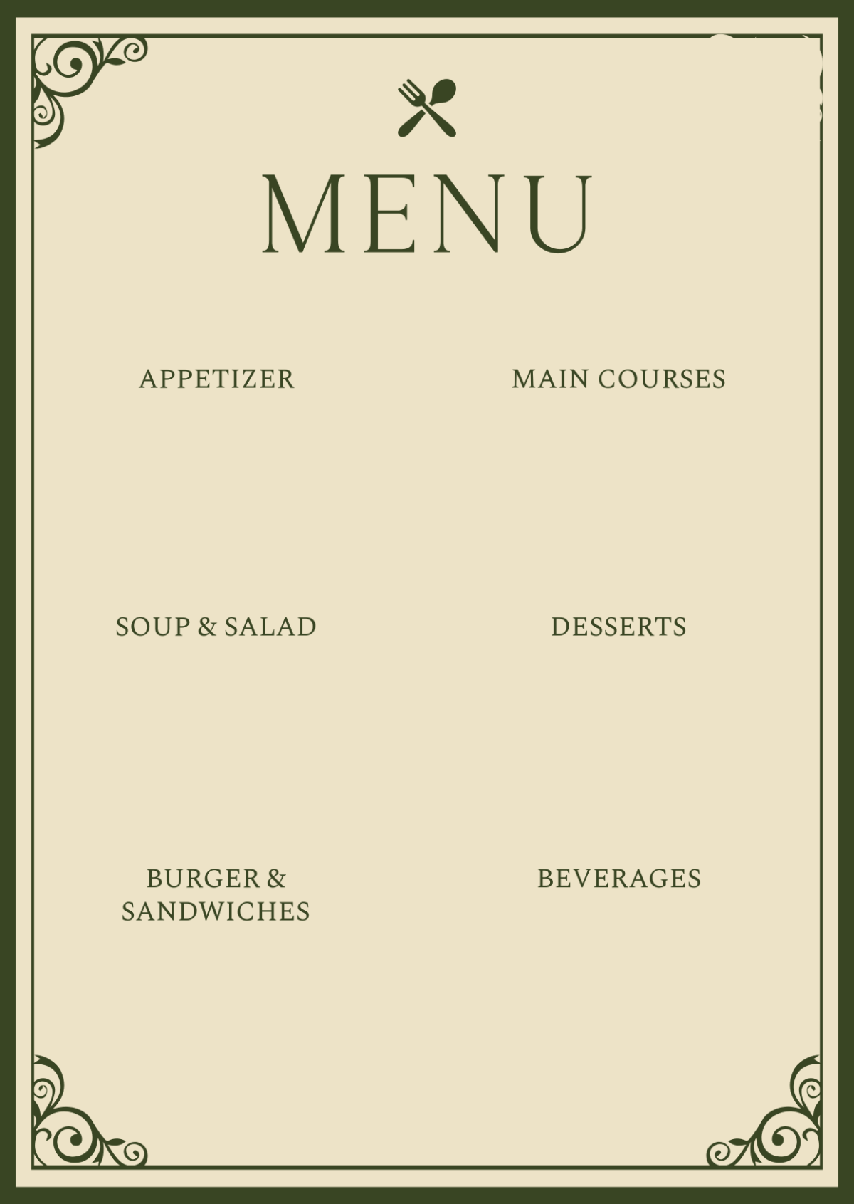 Free Blank Menu Template To Edit Online