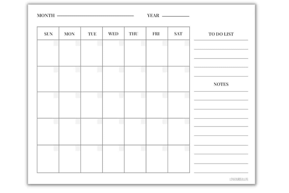 monthly planner free printable