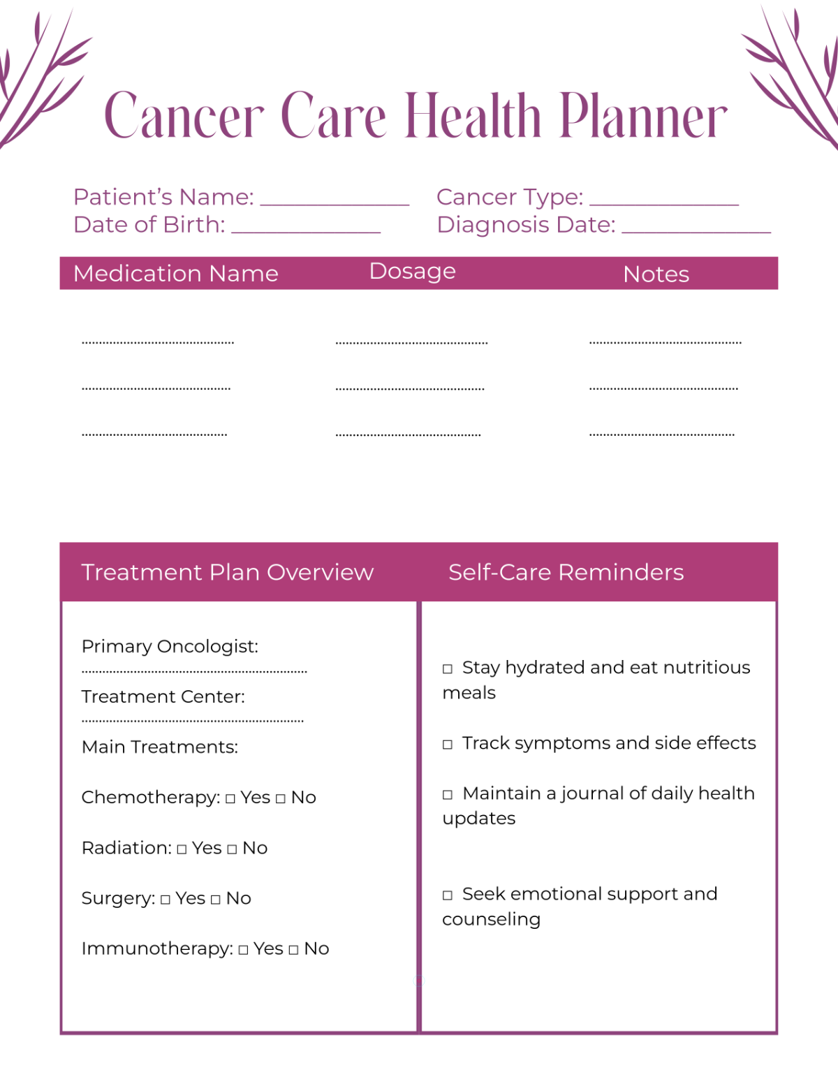 Free Cancer Health Care Planner Template To Edit Online Free Cancer Health Care Planner Template To Edit Online