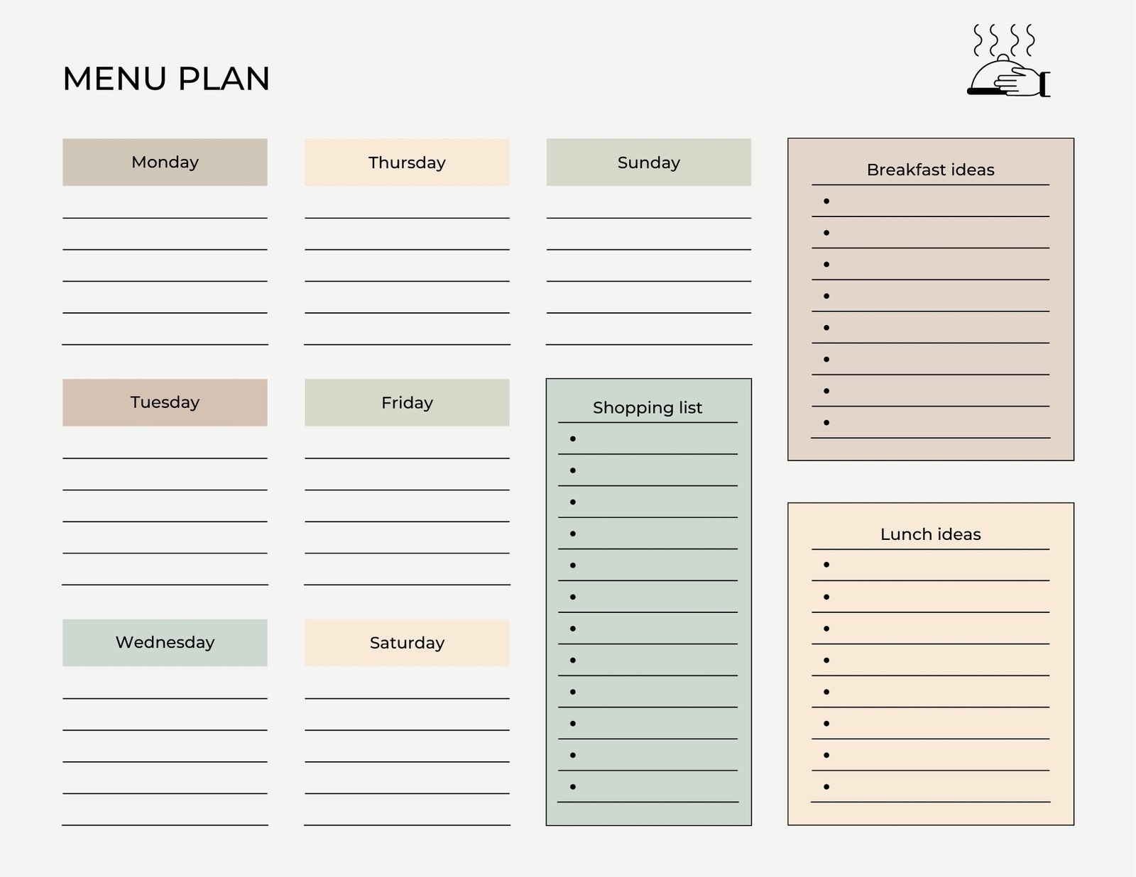 free printable weekly food planner