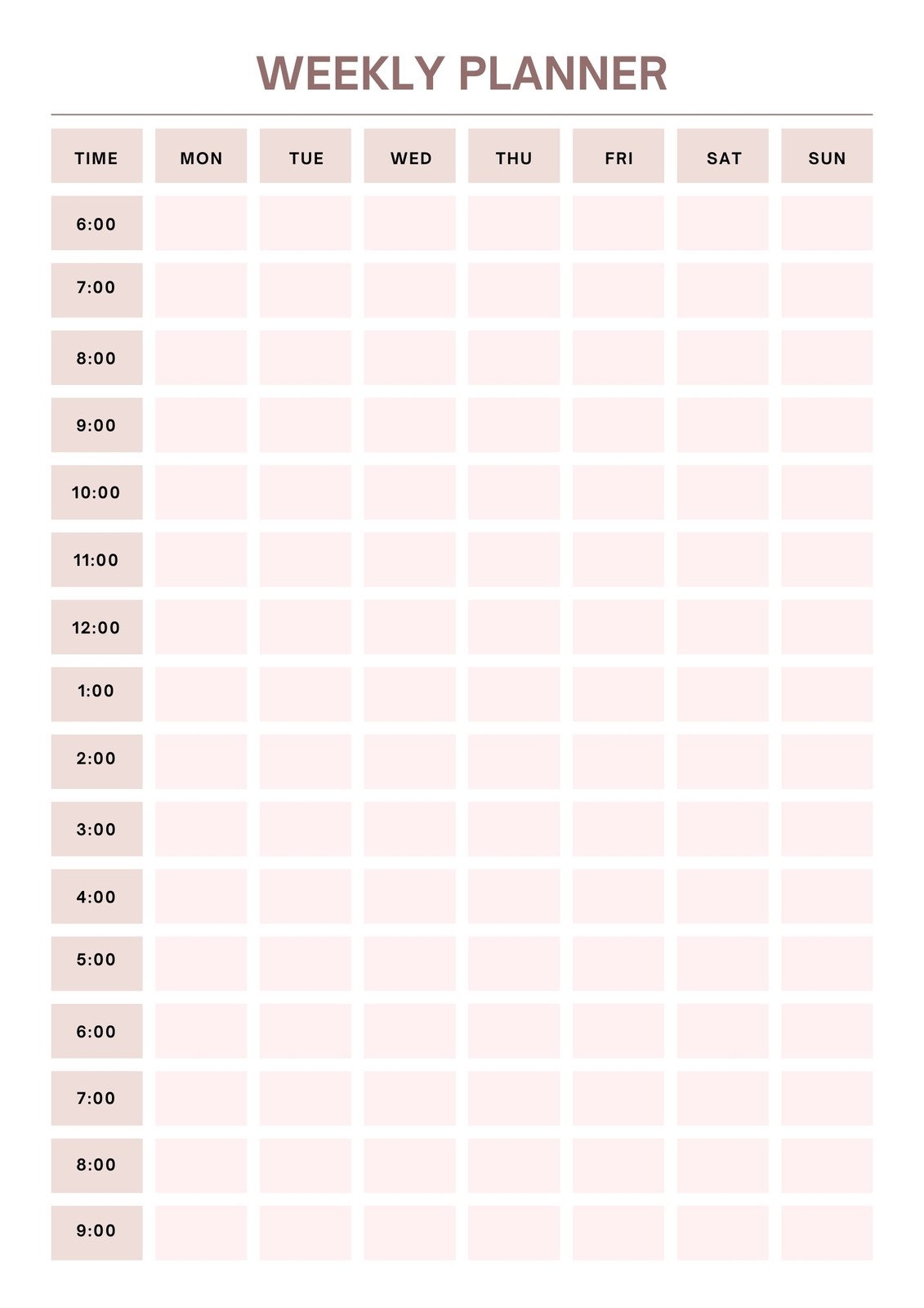 hourly daily planner printable