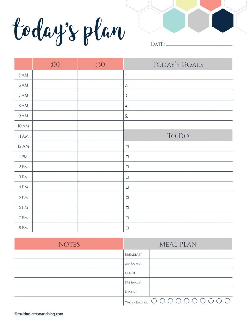 daily planner free printable