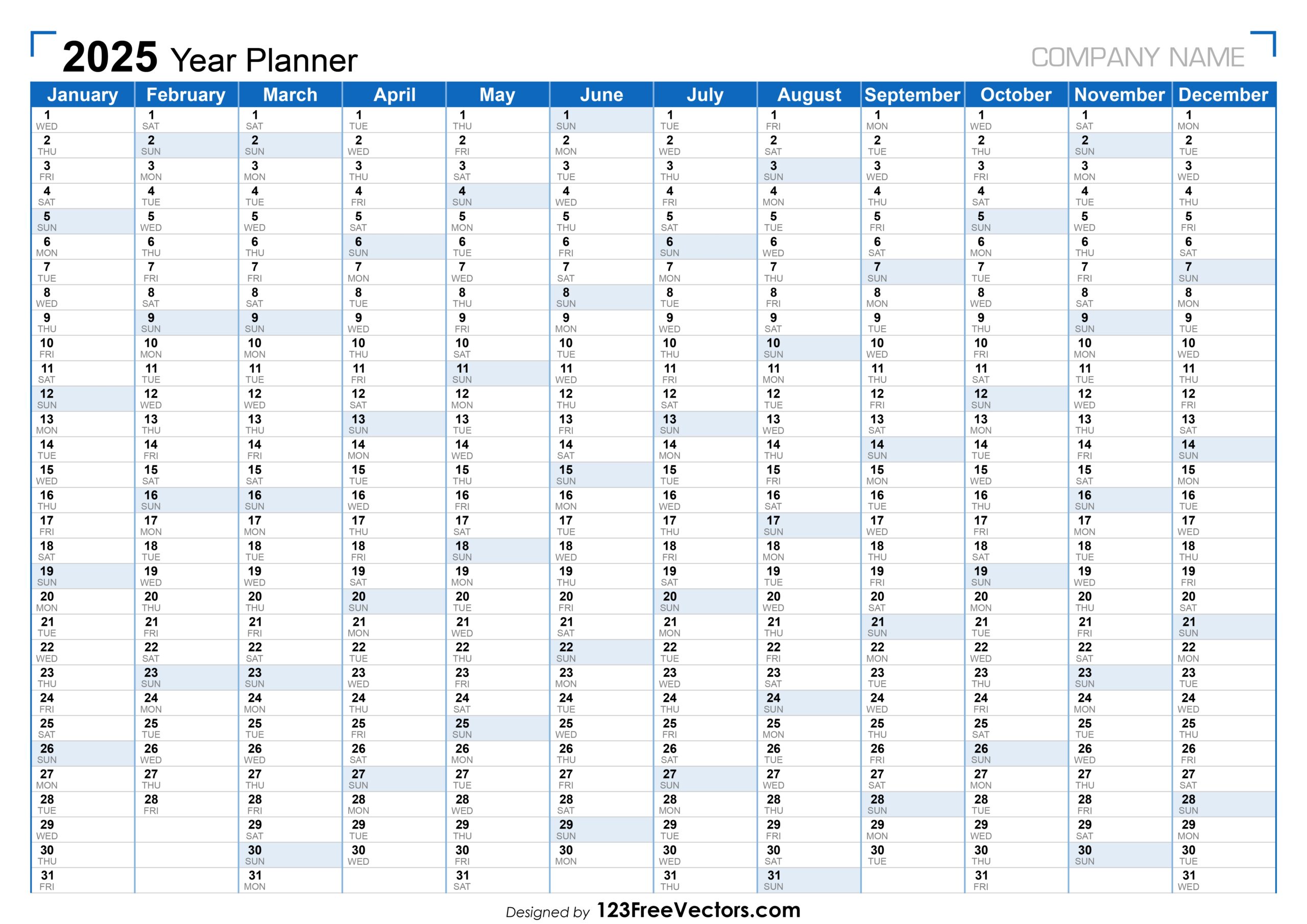 Free Download 2025 Planner Calendar