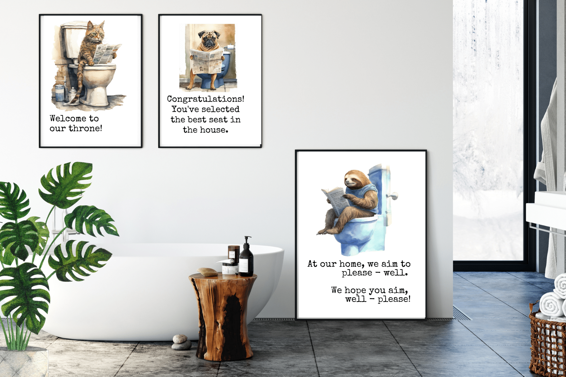 Free Funny Animal Printable Bathroom Wall Art Decor Ideas