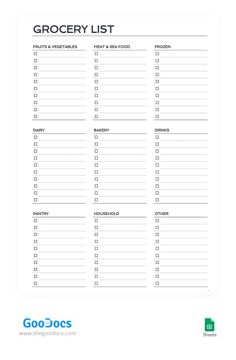 Free Grocery List Templates For Google Docs And Word Thegoodocs