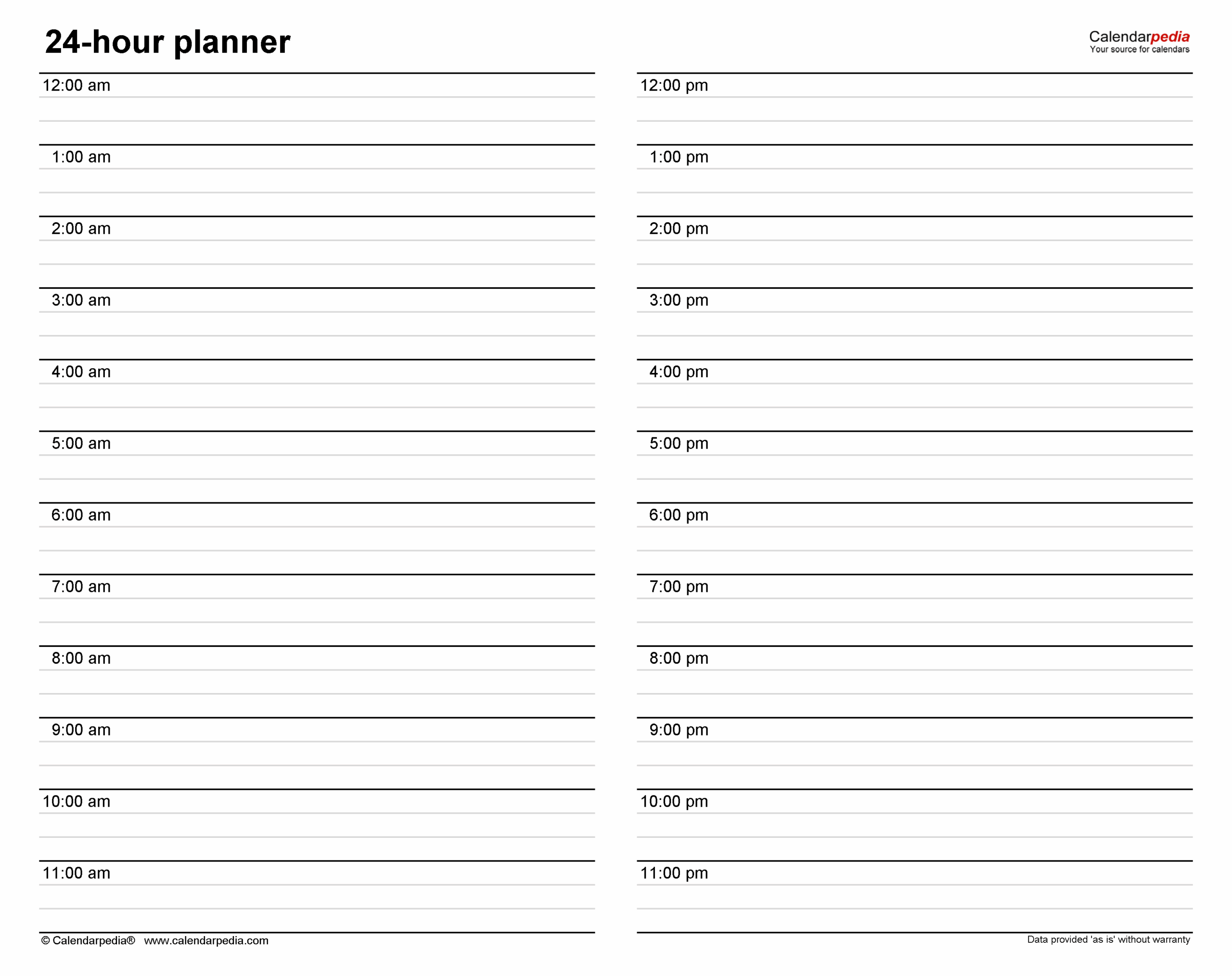 printable daily hourly planner