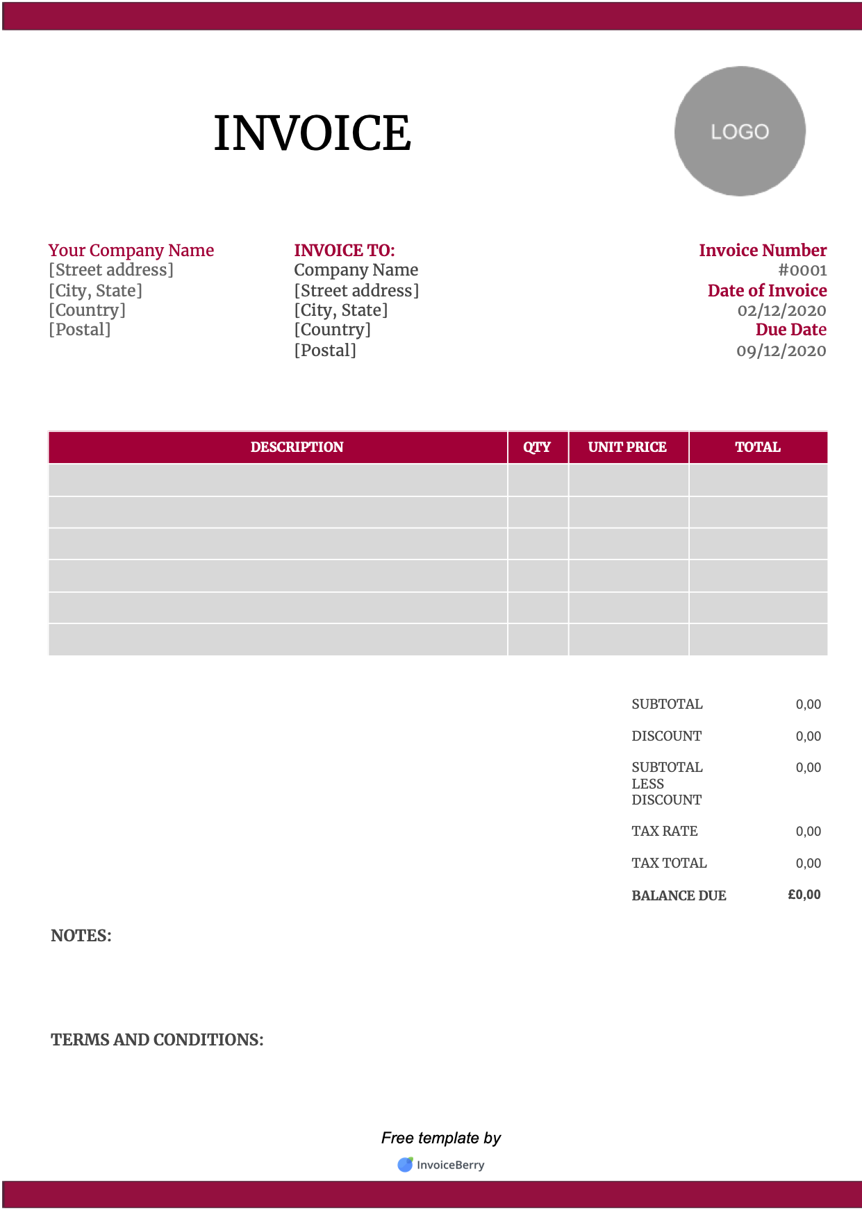 printable invoice templates free