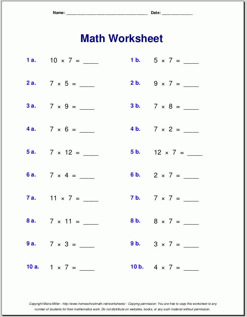 Free Math Worksheets Free Math Worksheets