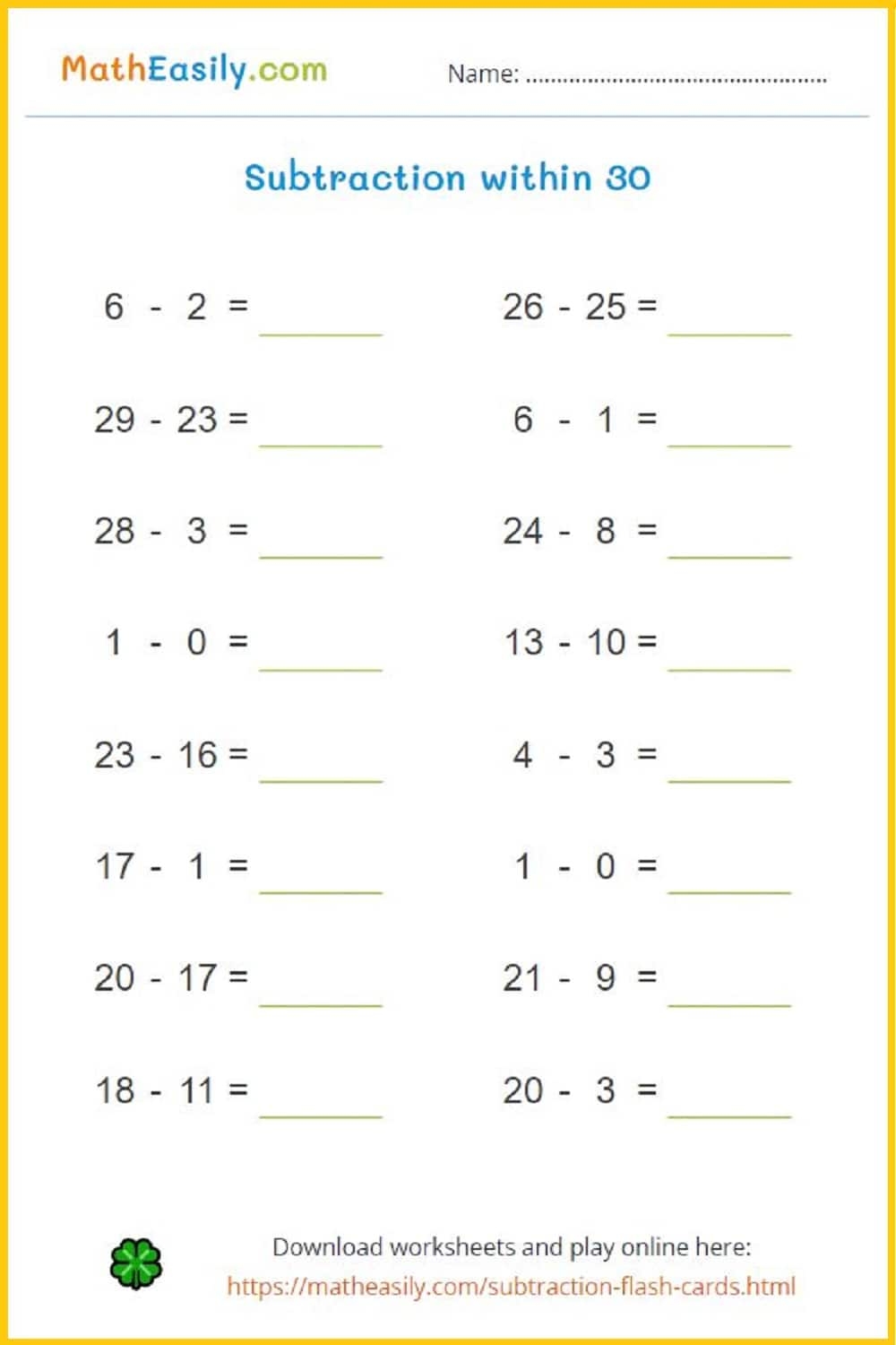 Free Math Worksheets Auto Generated With Answers