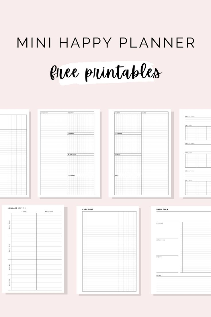 Free Mini Happy Planner Printables Plannergratis