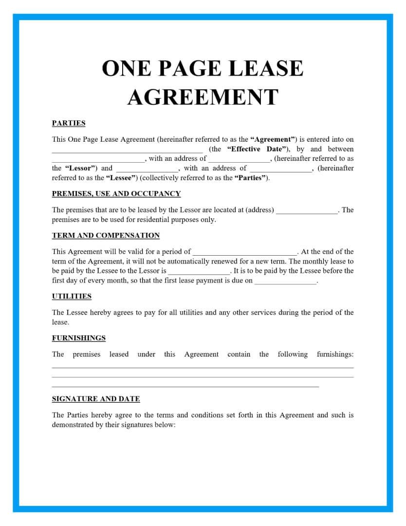free printable lease agreement template