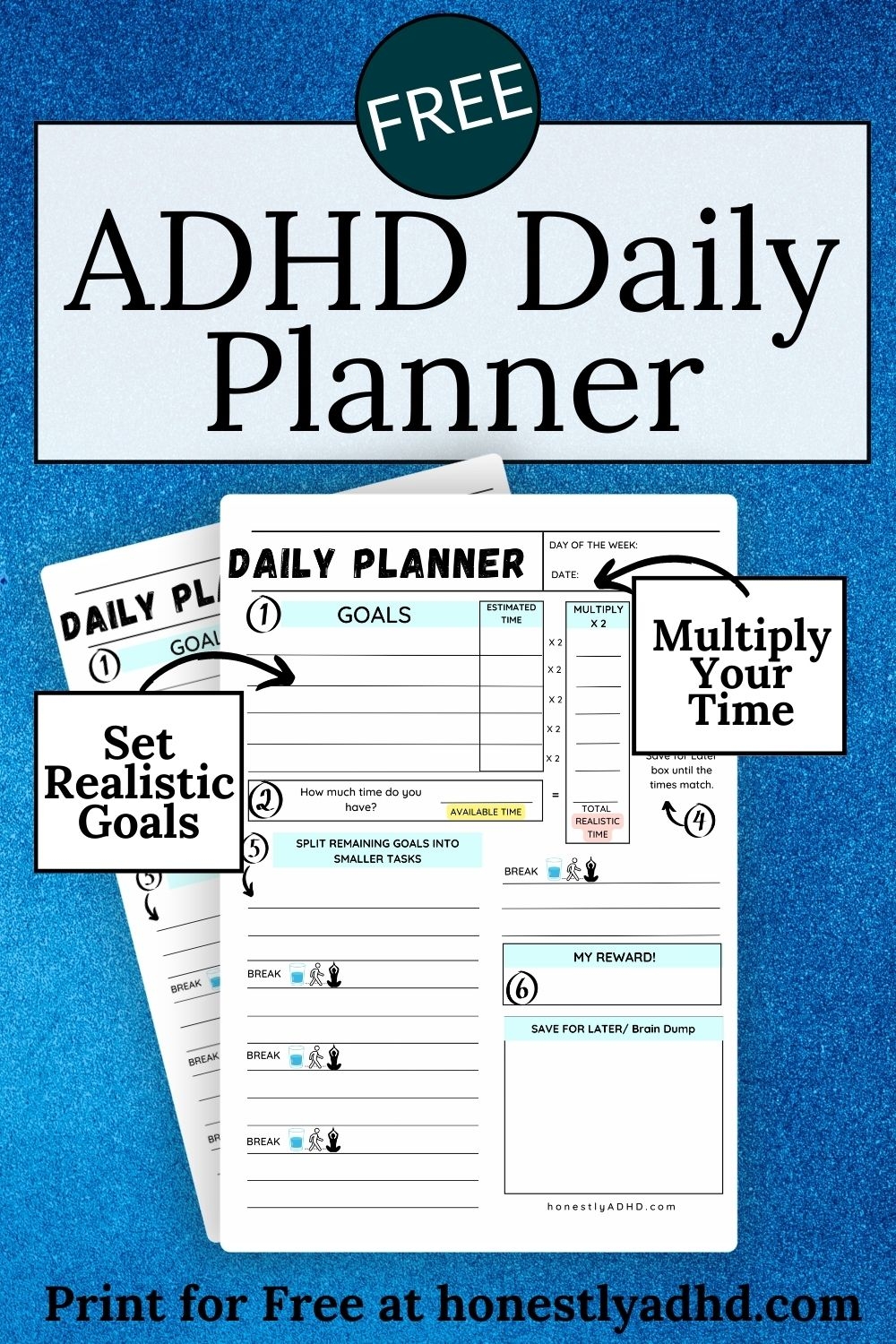 free printable adhd daily planner template