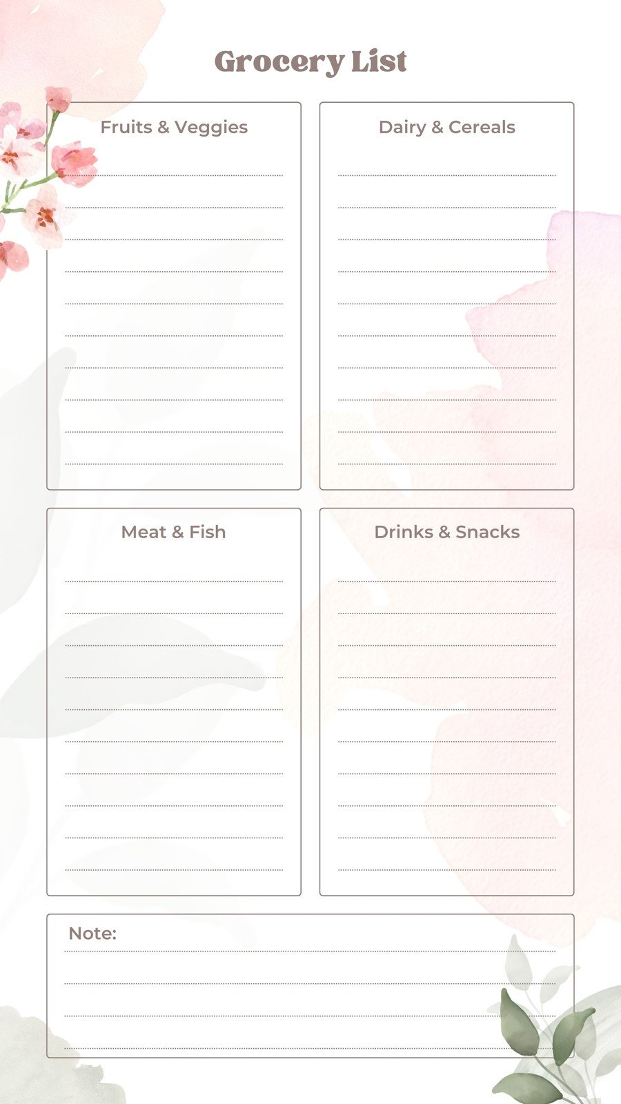free printable shopping list template