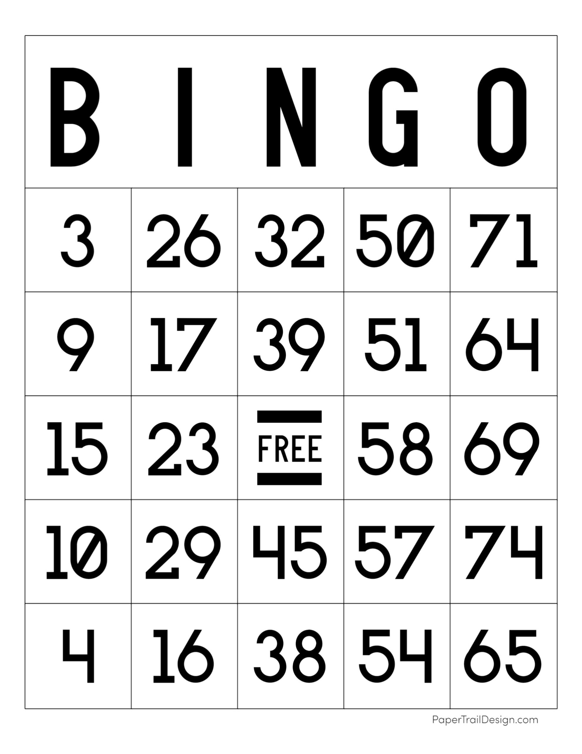 Free Printable Bingo Cards Paper Trail Design