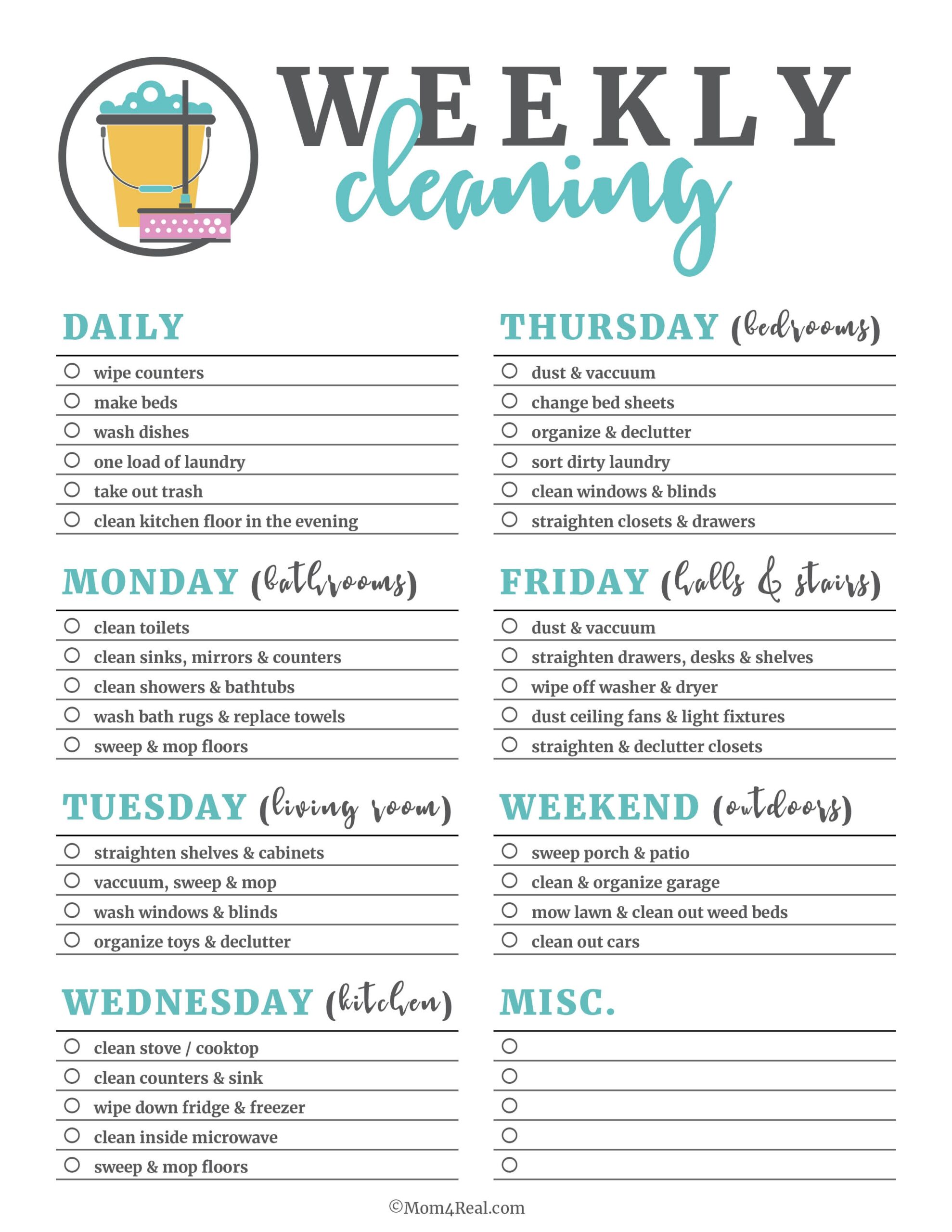 Free Printable Cleaning Schedule Template Daily Weekly Monthly Yearly House Cleaning Schedule Garret Johnston Adhd Planner