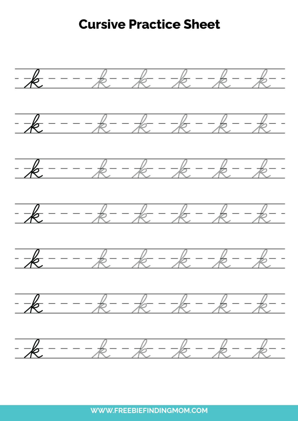 Free Printable Cursive Alphabet Practice Sheets Lowercase K