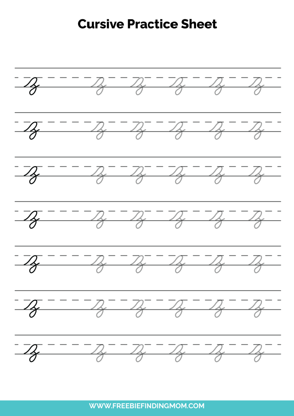 Free Printable Cursive Alphabet Practice Sheets Lowercase Z