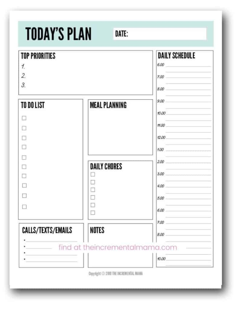 printable day planner