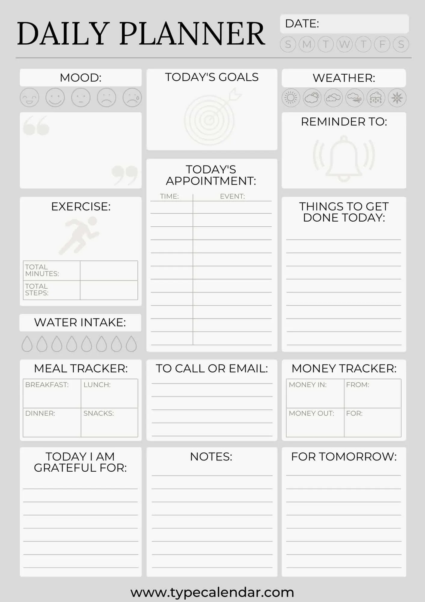 free printable daily planner