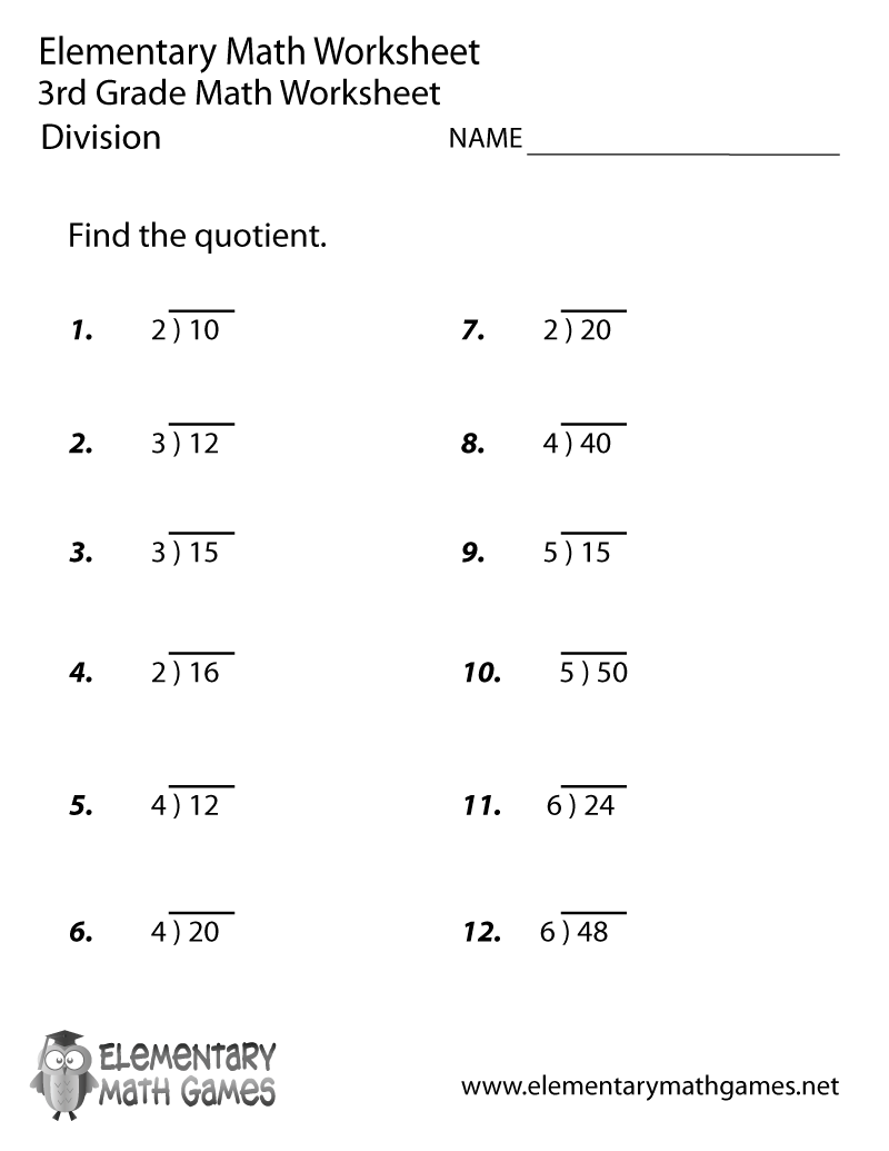 Free Printable Division Worksheet For Third Grade Worksheets Library