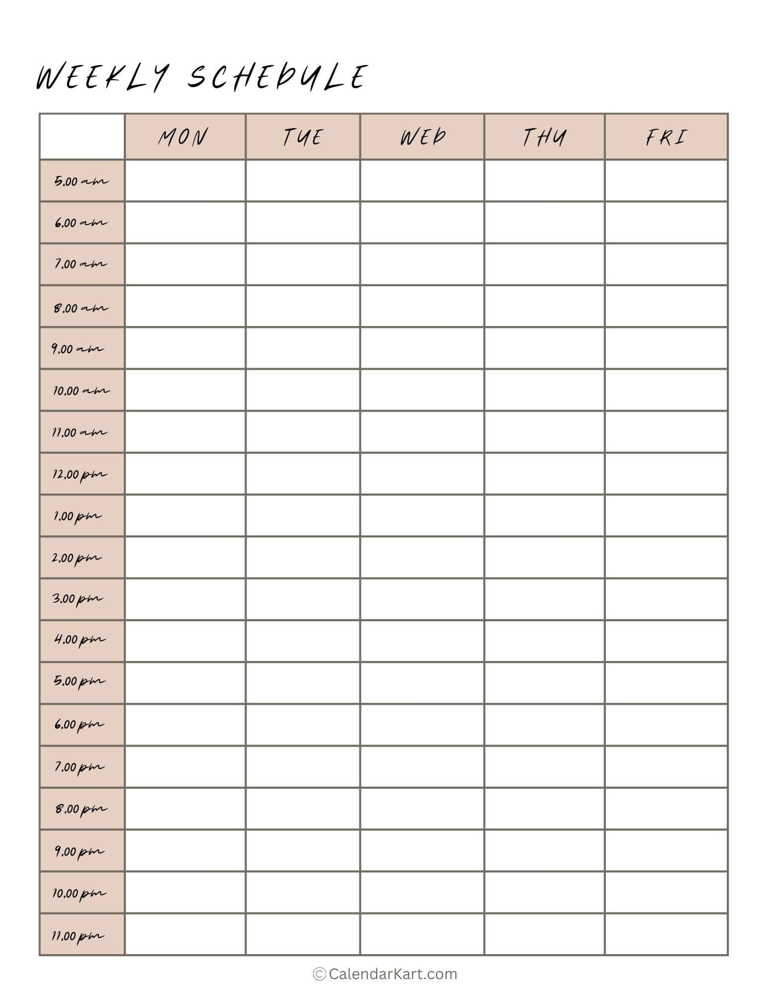 Free Printable Hourly Planner Template