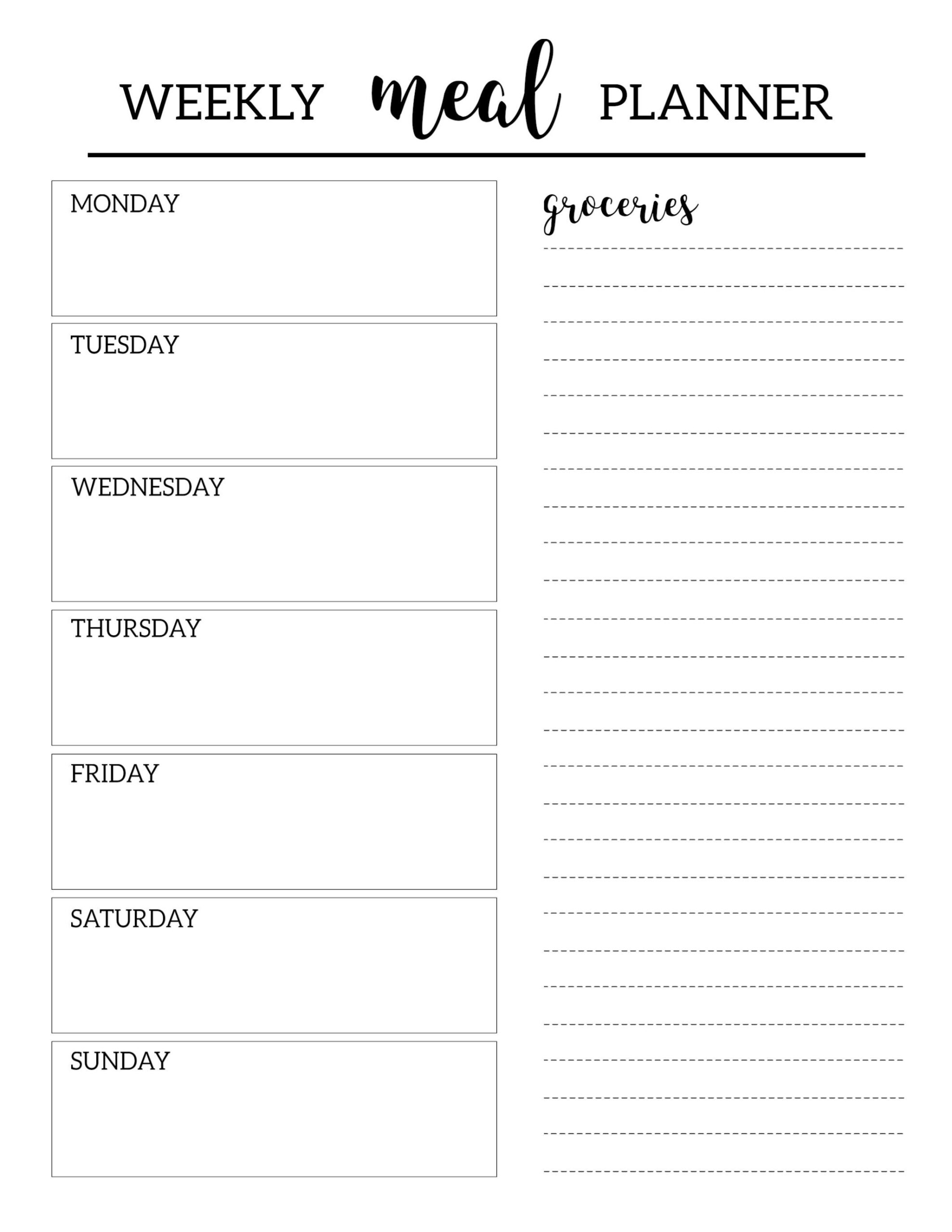 printable meal planner