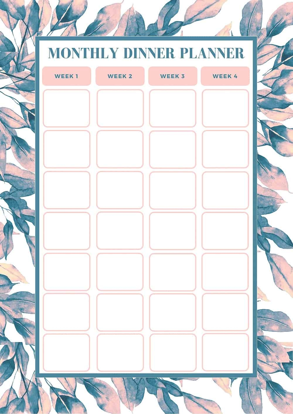 Free Printable Monthly Meal Planner Template Printable Party Favors