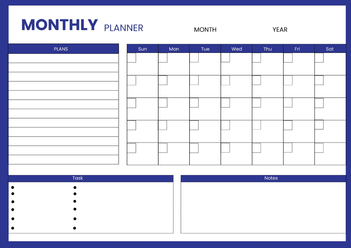 monthly planner printable free