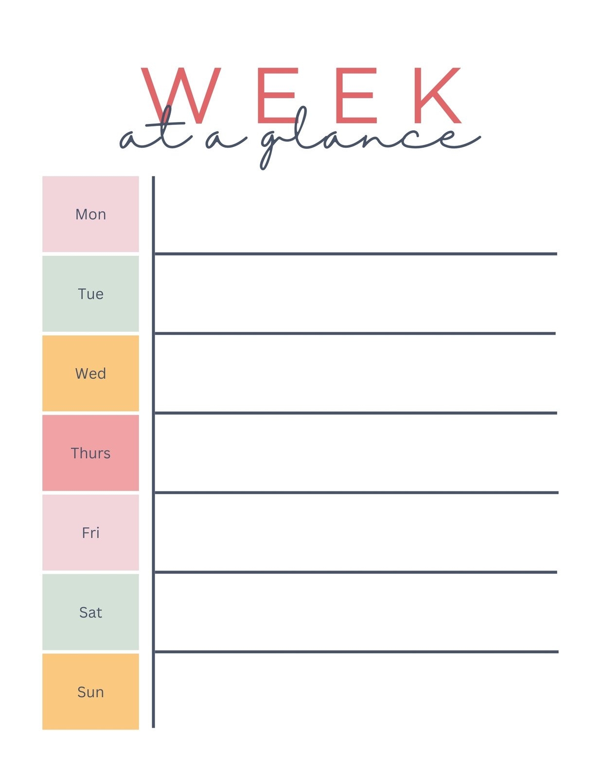 printable blank weekly planner