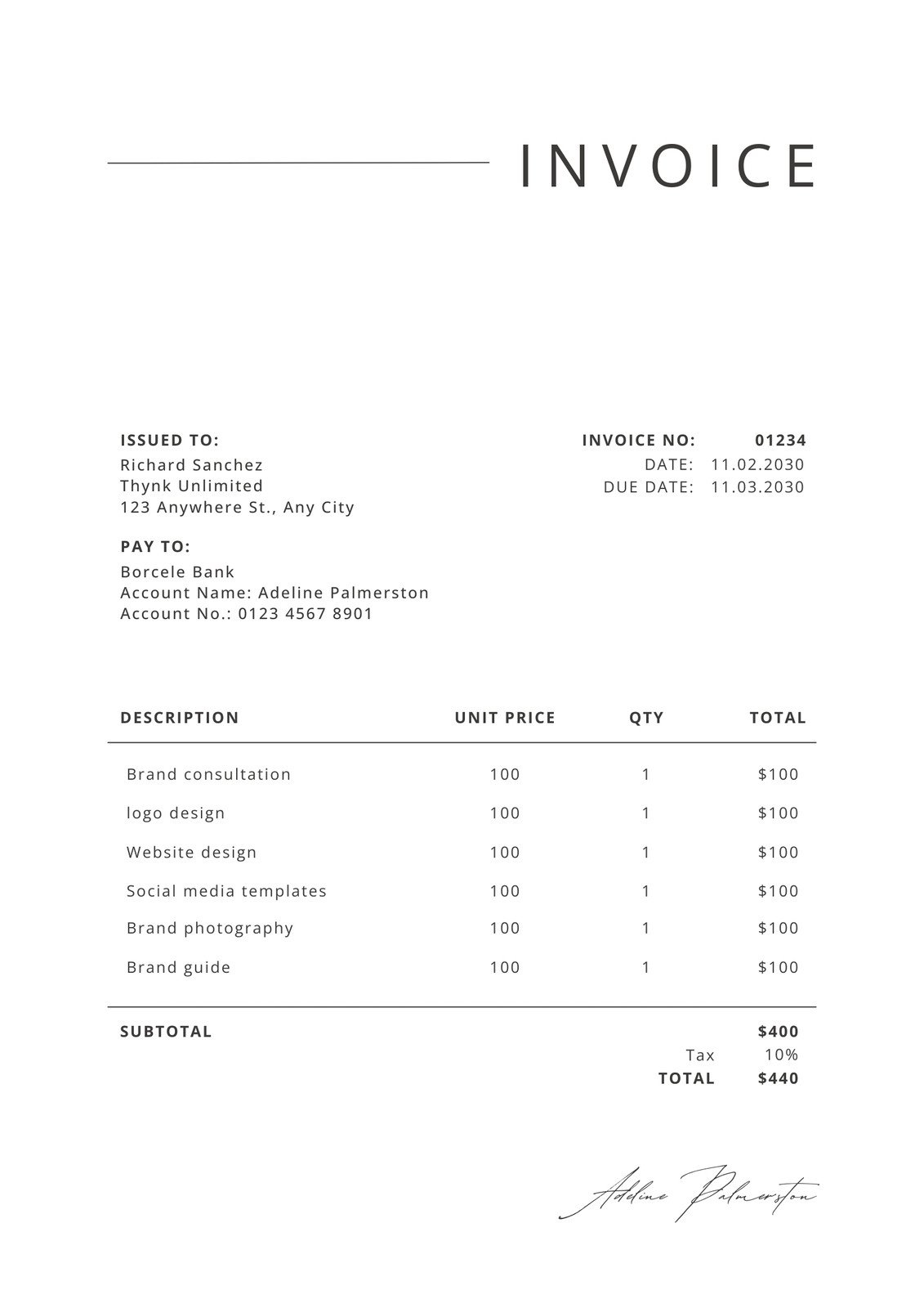 printable billing invoice template