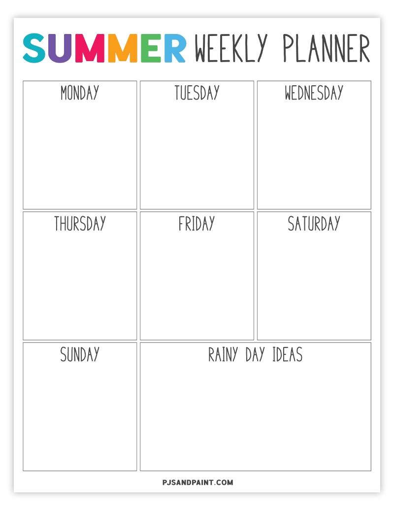 Free Printable Summer Planner And Summer Schedule Template Free Printable Summer Planner And Summer Schedule Template