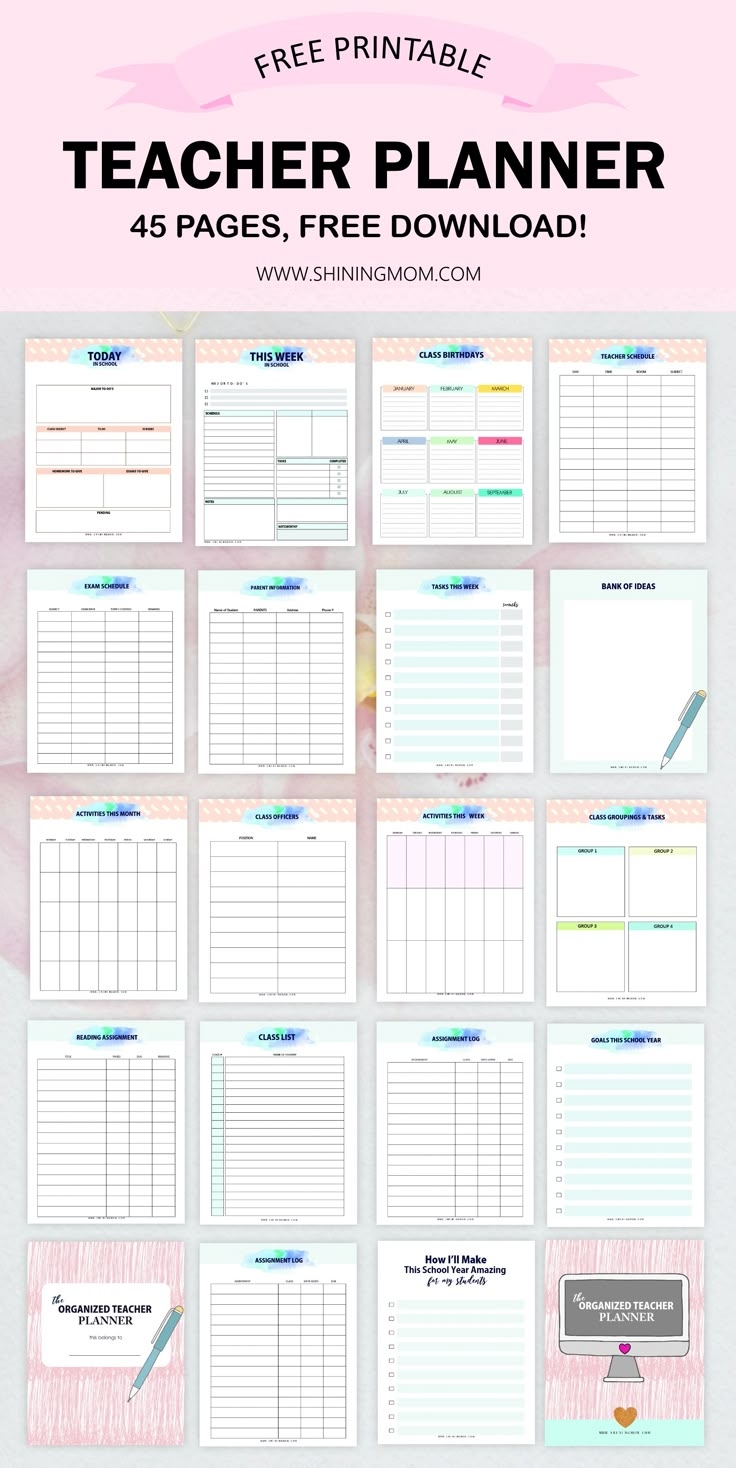 Free Printable Teacher Planner 45 Templates