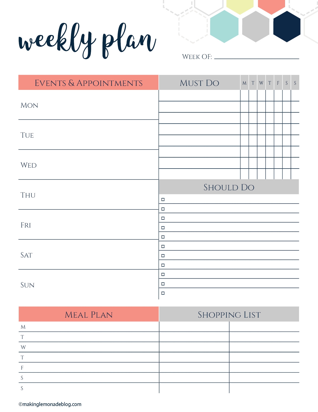 free printable weekly planner pdf