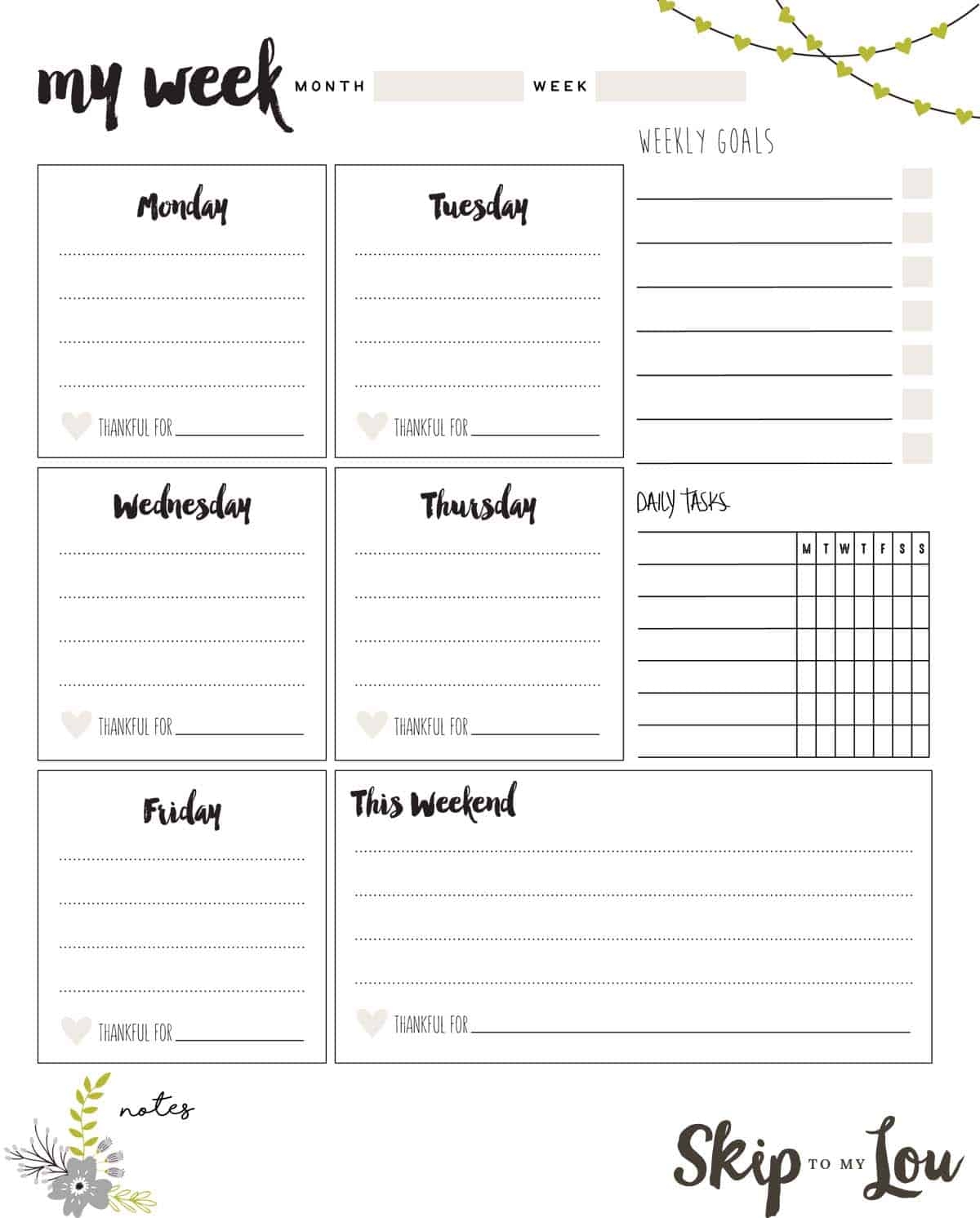 planner template printable