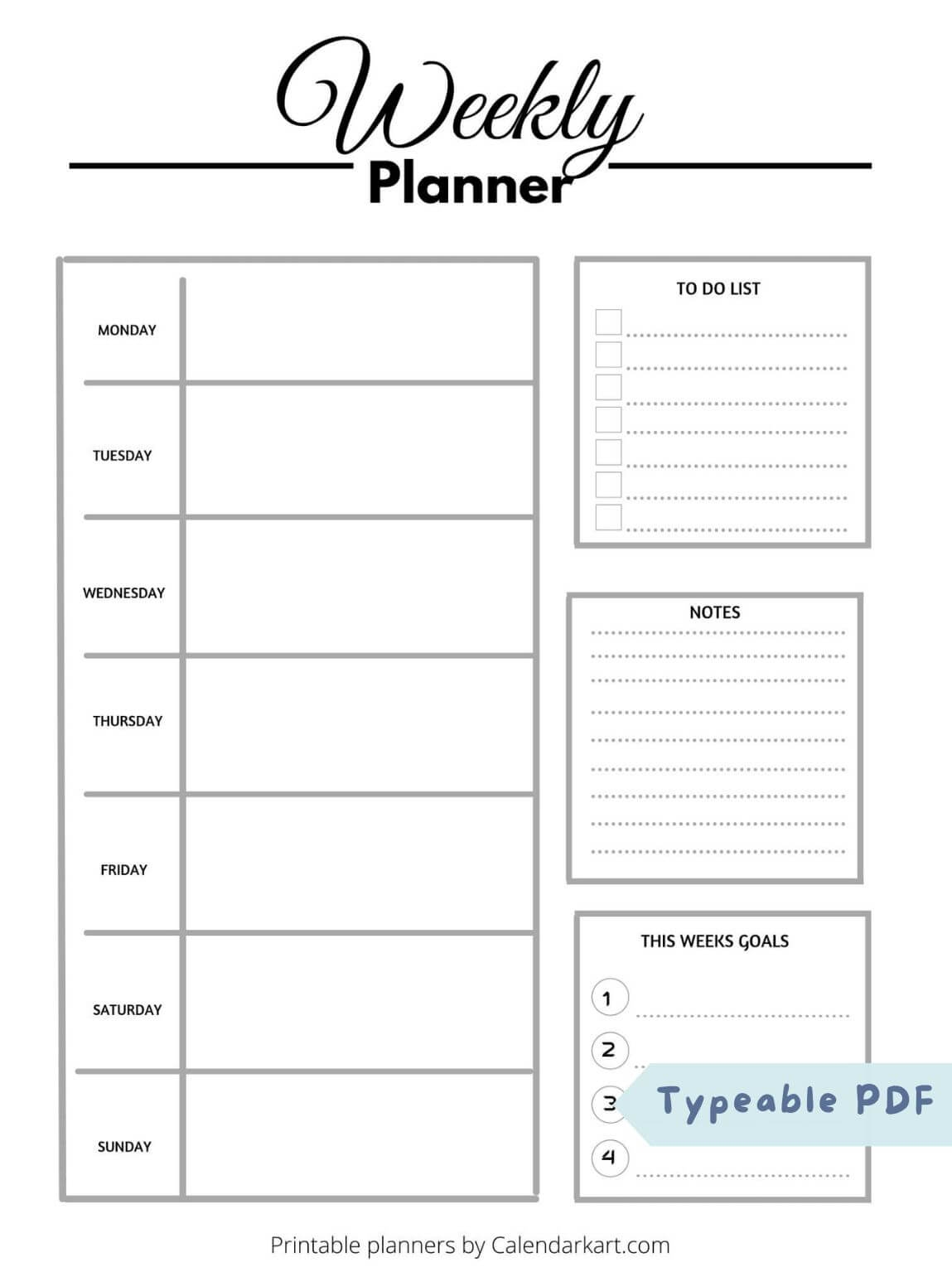 weekly planner sheet printable