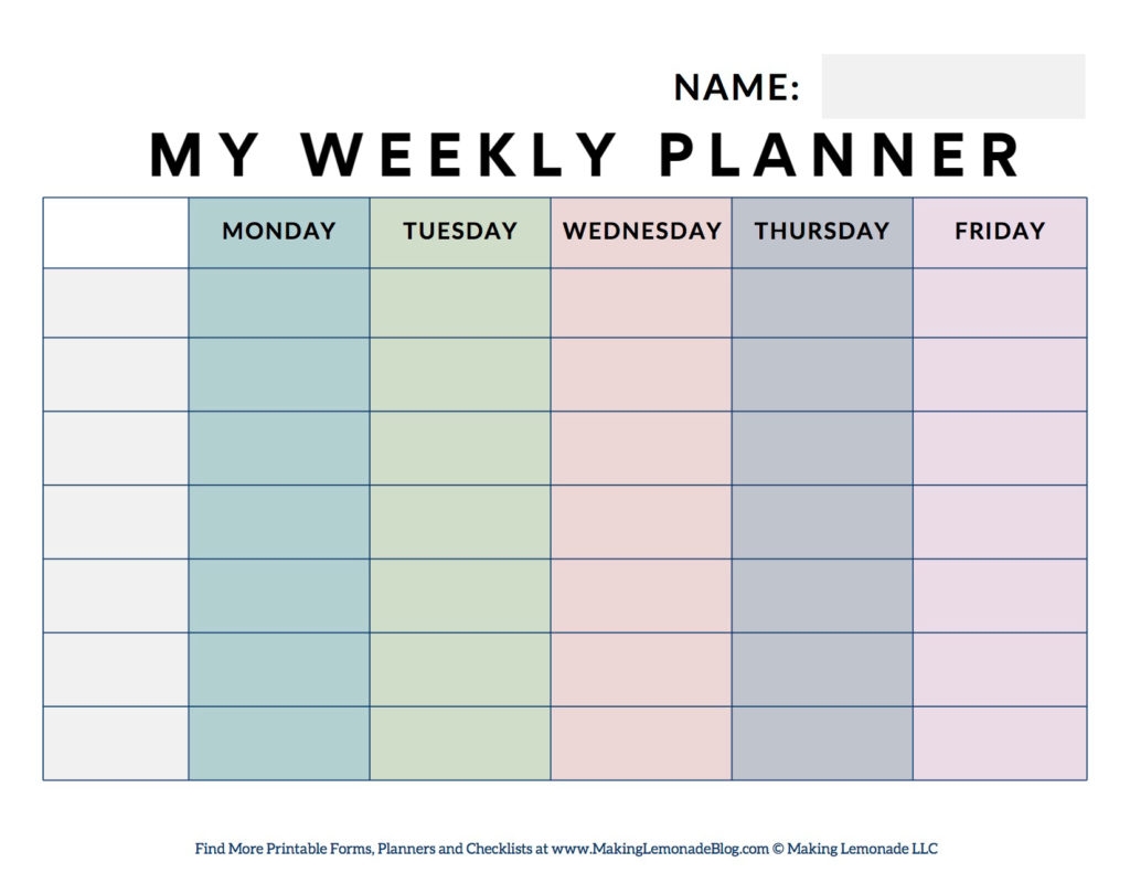 student weekly planner printable student weekly planner printable