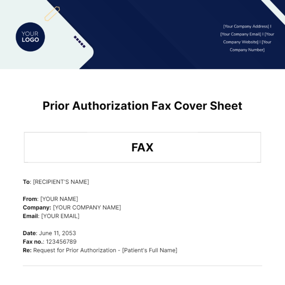 Free Prior Authorization Fax Cover Sheet Template To Edit Online