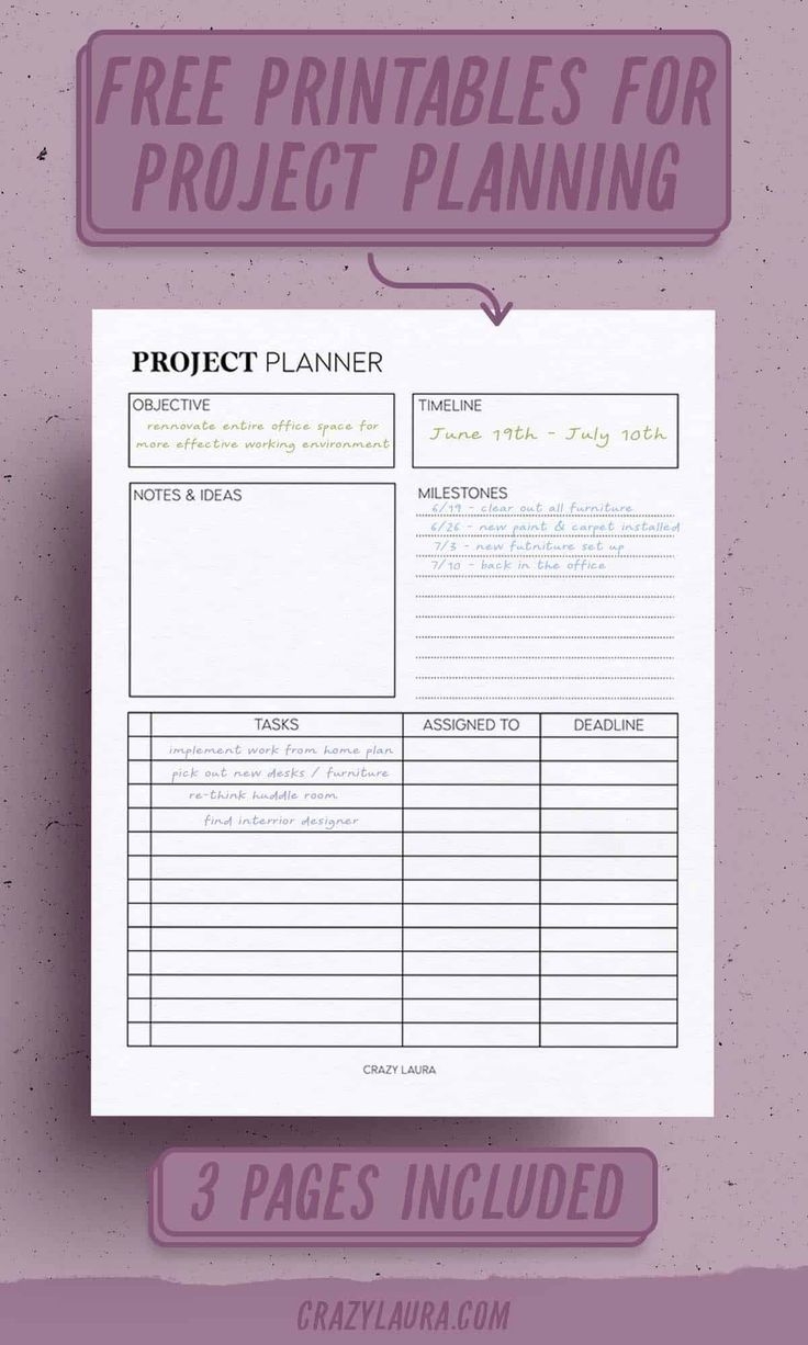 Free Project Planner Printable Overview PDF Sheets