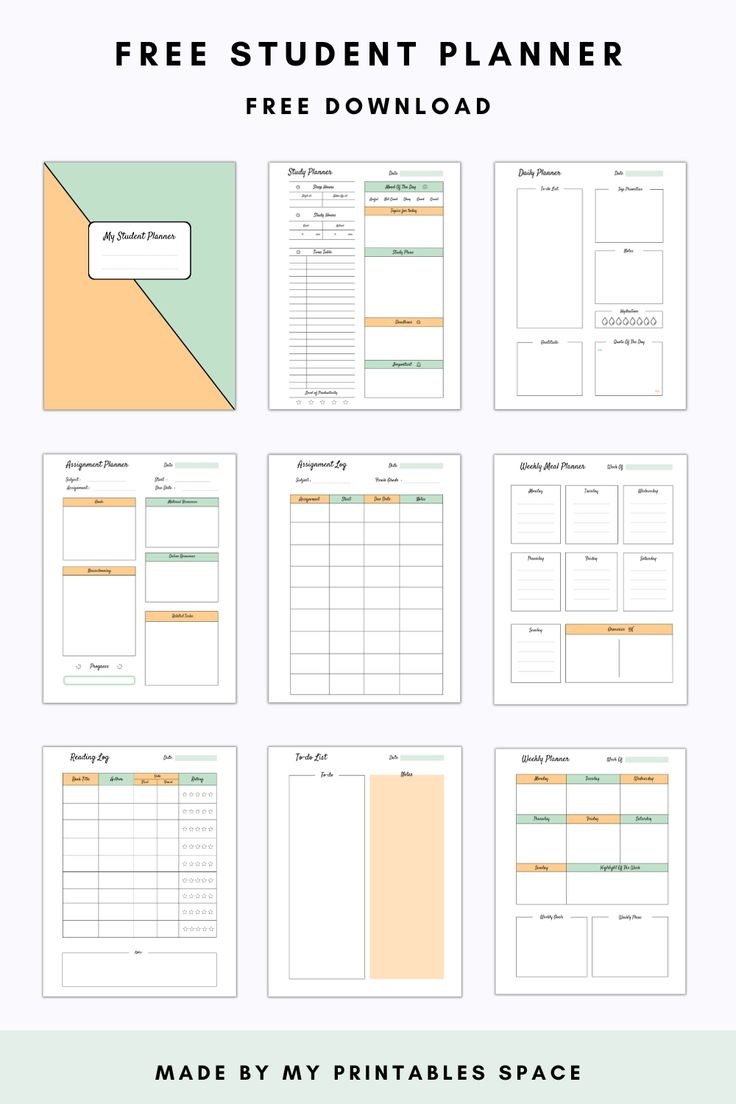 student planner printable pdf free