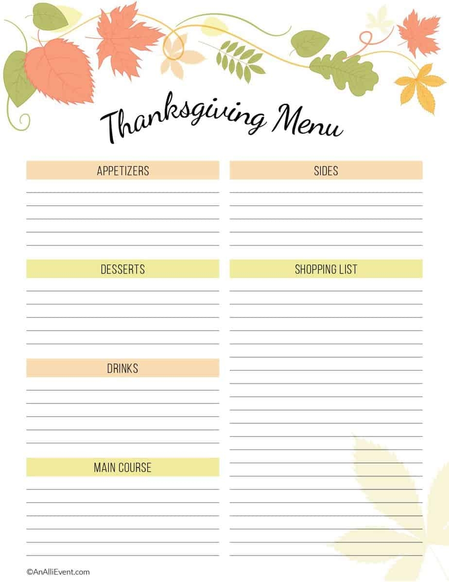 FREE Thanksgiving Planner Printable An Alli Event