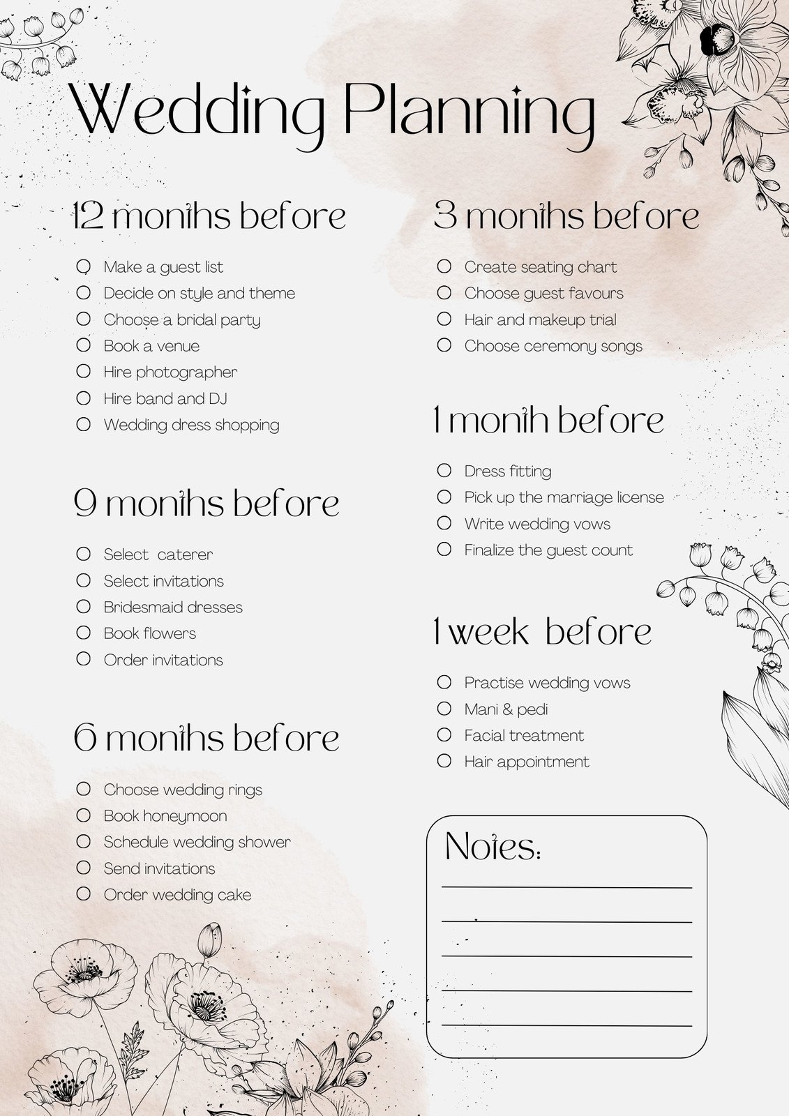 wedding planner checklist free printable