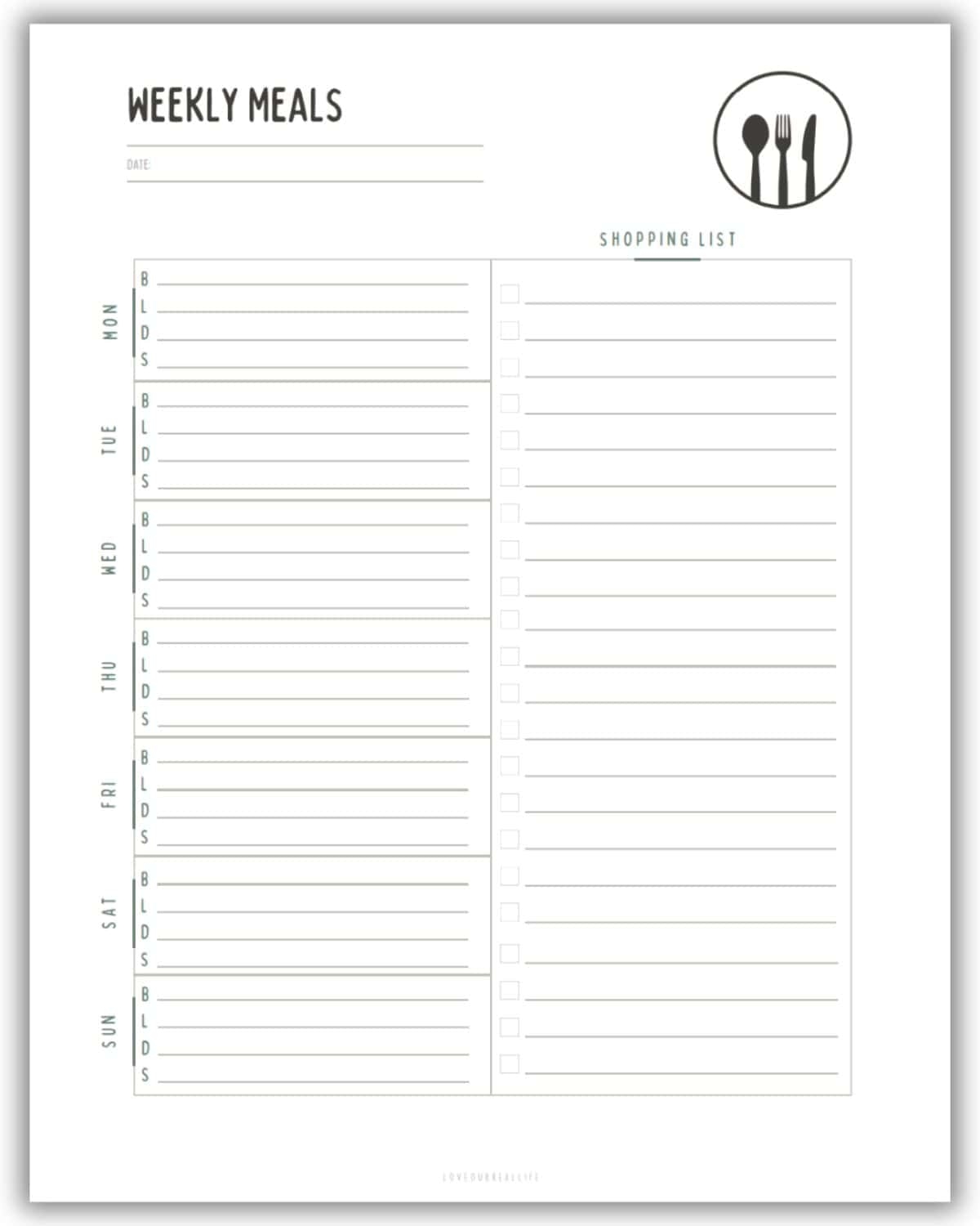 meal planner free printable
