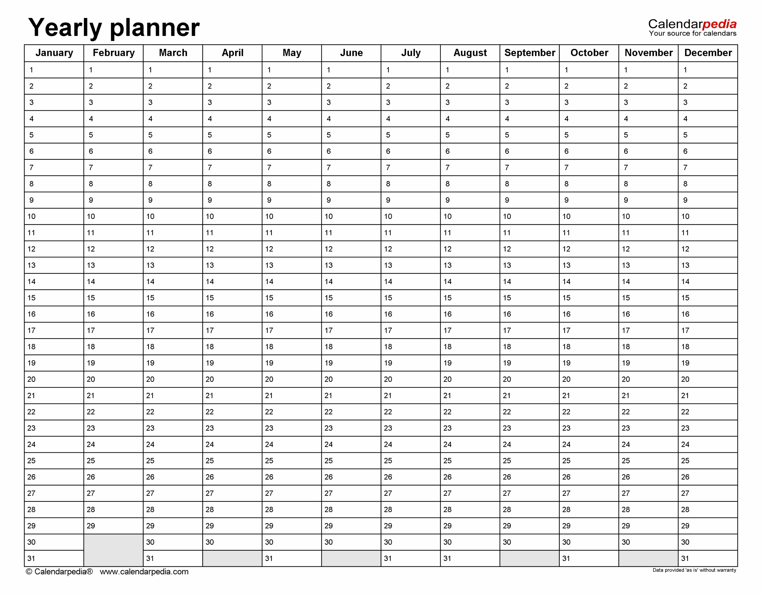Free Yearly Planners In PDF Format 36 Templates Worksheets Library
